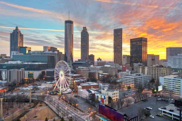 Atlanta, Georgia downtown skyline at sunset