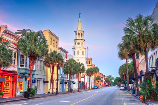 Charleston, South Carolina French Quarter at dusk