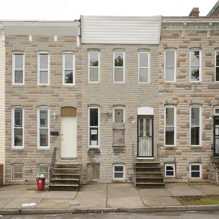 Stone-front rowhomes in Broadway East, Baltimore