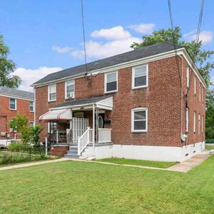 Brick multifamily rental building in Essex, Maryland