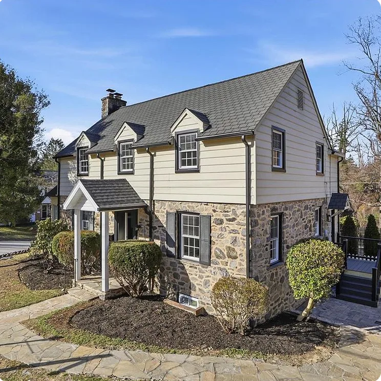 Stone and siding house in Towson, Maryland