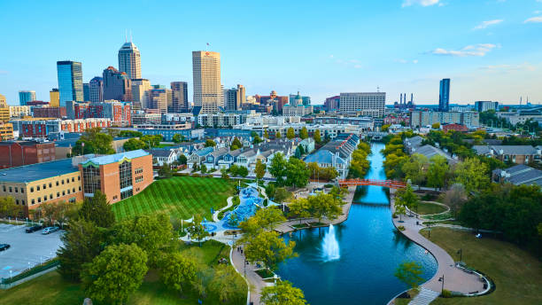 Indianapolis, Indiana skyline along the Canal Walk
