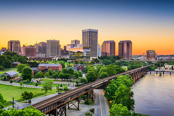 Richmond, Virginia skyline at dusk