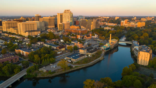 Wilmington, Delaware riverfront at sunset